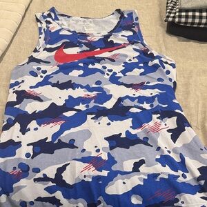 Nike Blue and Red Camo Tank Top